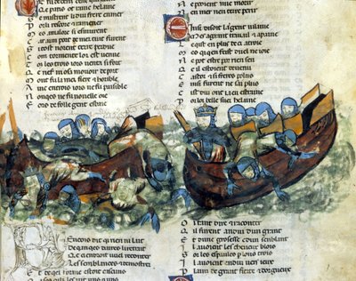 Bitwa morska. Miniatura z XIII wieku autorstwa Unknown artist