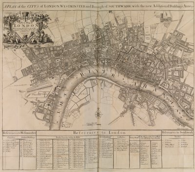 Plan miasta Londyn, Westminster, dzielnicy Southwark i rzeki Tamizy autorstwa Unknown artist