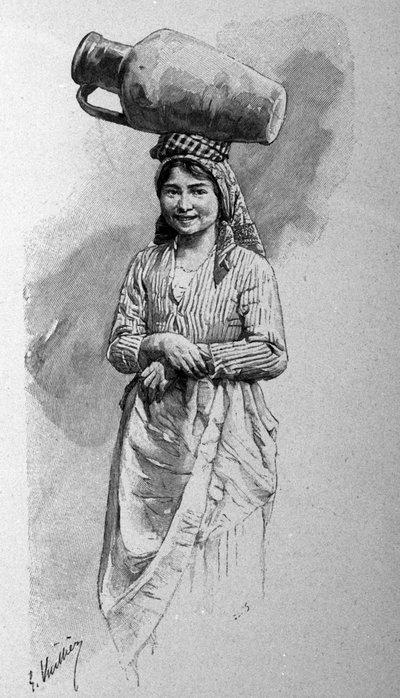 Młoda sycylijska kobieta z dzbanem na głowie. autorstwa Unknown artist