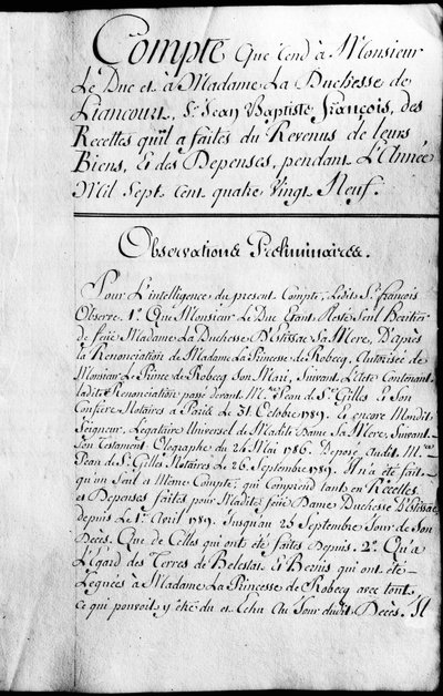 Księga rachunkowa za rok 1789 majątku księcia Rochefoucauld Liancourt. autorstwa Unknown artist