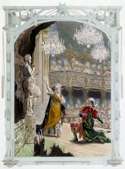 Aktorzy na scenie teatralnej - w „”Kobieta jakości przemija wiek”” autorstwa Unknown artist