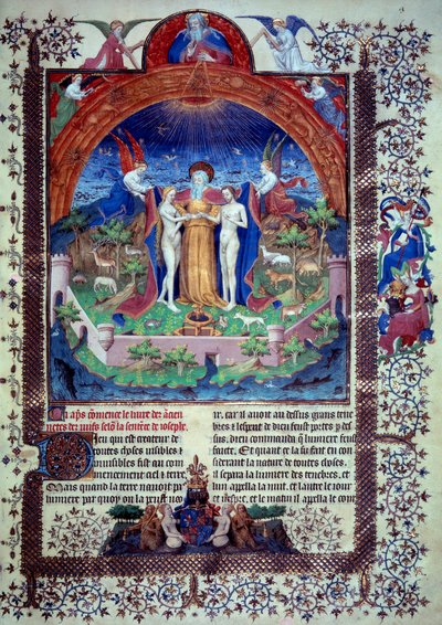 Adam i Ewa w miniaturze ziemskiego raju z „”Żydowskie starożytności lub żydowskie starożytności”” Flawiusza Flawiusza autorstwa Unknown artist