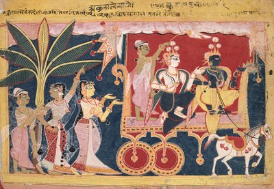 Akrur prowadzi Krisznę i Balramę do Mathury (Isarda Bhagavata Purana) autorstwa Unknown artist
