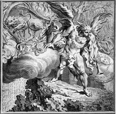 Alegoria Północnego Wiatru. Grawerowanie XVIII wieku. autorstwa Unknown artist