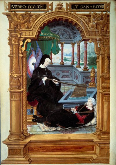 Alegoria regencji Ludwiki de Savoie (1476-1531), matki Franciszka I, przedstawiała dzierżenie steru i noszenie anielskich skrzydeł. U jego stóp leży autor rękopisu. Miniatura zaczerpnięta z „”Geste de Blanche de Castille”” przez Etienne Le Bl autorstwa Unknown artist