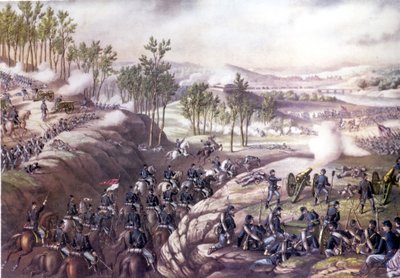 Wojna secesyjna (1861 - 1865): Bitwa pod Resaca (Gruzja) 13-15 maja 1864. Rycina z XIX wieku. autorstwa Unknown artist