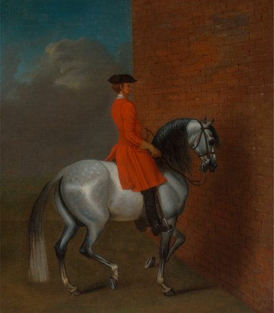 Ćwiczenie w Haute Ecole: przejście w lewo wzdłuż muru, za Vanderbank autorstwa Unknown artist