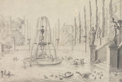 Ozdobny basen i fontanna autorstwa Unknown artist