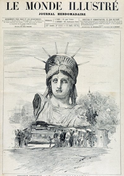 Na Wystawie Światowej 1878: głowa Statuy Wolności p. Bartholdiego, przeznaczona dla Portu Nowy Jork - w „Świat Ilustrowany” z 13.07.1878 autorstwa Unknown artist