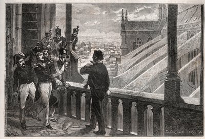 Ataki na Ludwika Filipa I - Spisek Wież Notre-Dame (Spisek) 4 stycznia autorstwa Unknown artist