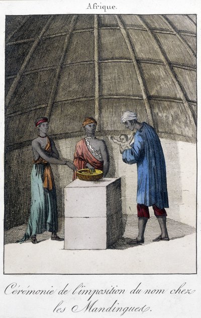 Chrzest w Mandingues (Mali?) w Afryce - grawerowanie autorstwa Unknown artist