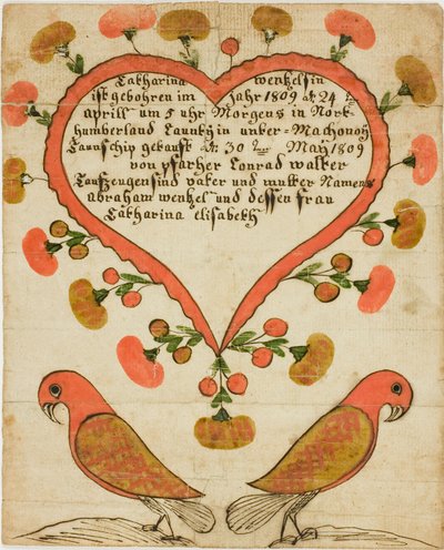 Świadectwo chrztu Cathariny Wentzelsin autorstwa Unknown artist