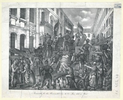 Barykada na uniwersytecie 26 maja 1848 r. w Wiedniu autorstwa Unknown artist