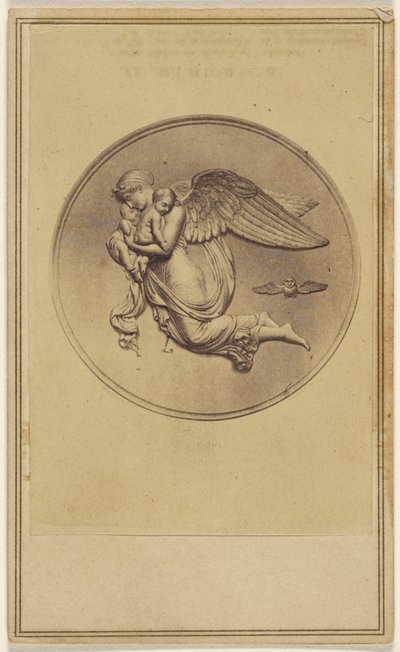 [Płaskorzeźba przedstawiająca anioła niosącego dwoje dzieci]. autorstwa Unknown artist