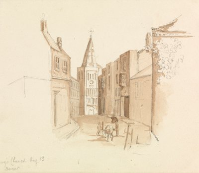 Biggin Street i Kościół Mariacki, Dover autorstwa Unknown artist