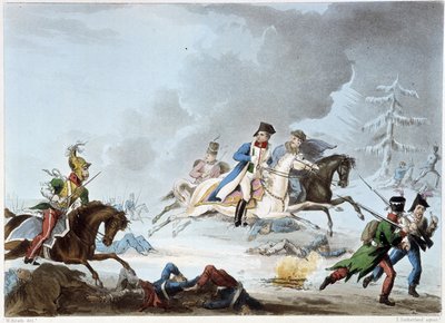Bonaparte w bitwie pod Krasnojem - w „Wojnach napoleońskich” Sutherland, Dubourg, Londyn autorstwa Unknown artist