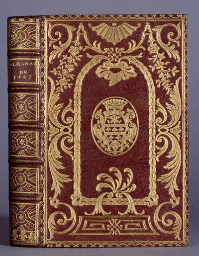 Okładka książki, oprawa z ornamentami nawiązuje do herbu rodziny cotte almanachu z 1747 r. Paryż, Sztuka dekoracyjna autorstwa Unknown artist