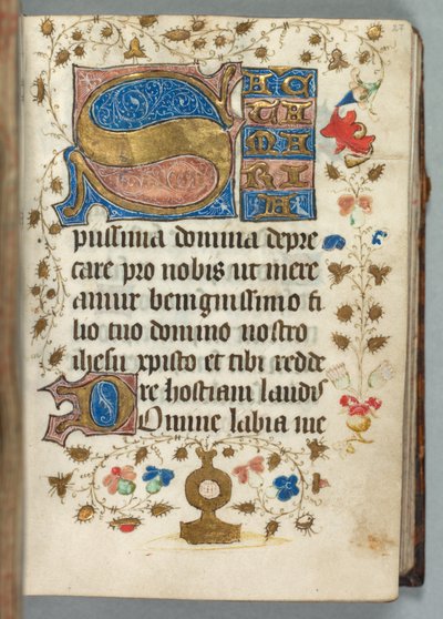 Księga godzin (Użycie Metz): Fol. 27r, zdobione inicjały autorstwa Unknown artist