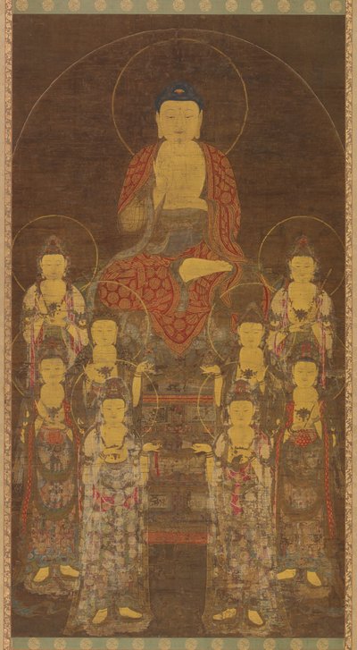 Budda Amitabha (Amita) i ośmiu wielkich bodhisattwów autorstwa Unknown artist