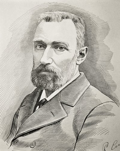 CURIE, Pierre (1859-1906). Francuski fizyk. Portret z 1898 roku. Rycina. autorstwa Unknown artist