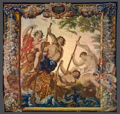 Cezar wyrusza łodzią, by dołączyć do swojej armii z filmu Historia Cezara i Kleopatry autorstwa Unknown artist