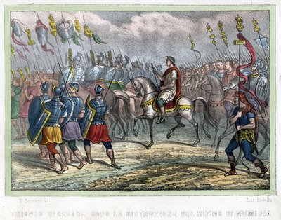 Trupa Cezara po zburzeniu Królestwa Numidii – w „Algierii starożytnej i nowożytnej” Leona Galiberta. Wydanie włoskie w kolorze 1846. autorstwa Unknown artist