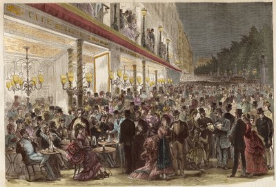 Kawiarnia na Grands Boulevards w letni wieczór 1869 - Paryż - Kawiarnia na Grands Boulevards w letni wieczór - 1869 autorstwa Unknown artist