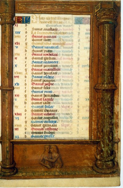 Kalendarz i znak Gemeaux - Miniatura, średniowiecze (ref. 135, 003r): Poproś o pozwolenie Biblioteki Miejskiej Tuluzy (tel: 05 62 27 66 66) autorstwa Unknown artist