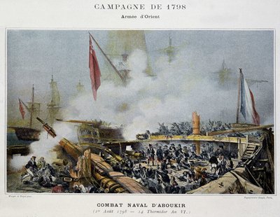 Kampania (wyprawa) Egiptu (1798-1801): bitwa pod Aboukir - w „” Bitwy morskie Napoleona”” autorstwa Unknown artist
