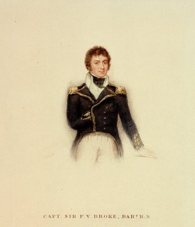 Kapitan P.V. Broke, Królewska Marynarka Wojenna, początek XIX wieku (kolorowy grawerunek) autorstwa Unknown artist