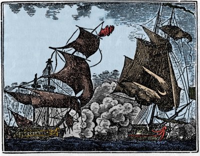 Kapitan Thy zaatakował galeon India (zderzenie). autorstwa Unknown artist