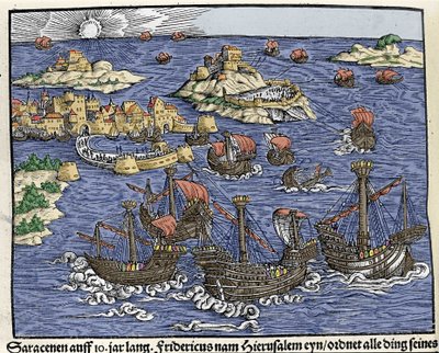 Zdobycie Jerozolimy przez armie saraceńskie w lutym 638. W „Den Noble Strict Best Fromen”” Johanna Stumpffa autorstwa Unknown artist