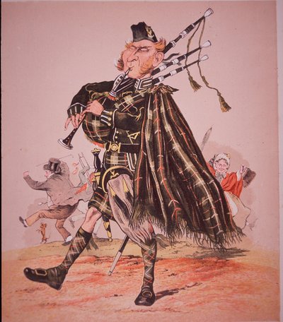 Karykatura góralskiego dudziarza autorstwa Unknown artist