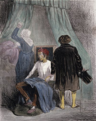 Karykatura: „Uczeń Brussais, czyli aplikacja pijawek”” autorstwa Unknown artist