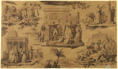 Karykatura drukowanej tkaniny bawełnianej: Francuzi w Egipcie [Les Francais en Egypte] autorstwa Unknown artist