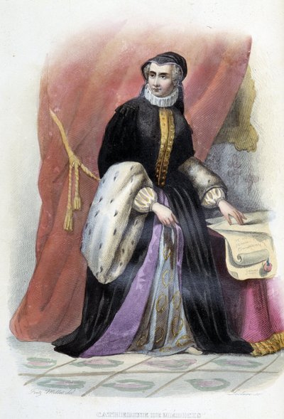 Catherine de Medici (Caterina de Medici) - w „” Le Plutarque francais””, red. Mennechet autorstwa Unknown artist
