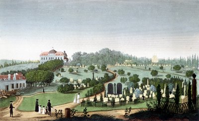 Cmentarz Père Lachaise, około 1820 r. - w „”Widokach Paryża”” Courvoisiera autorstwa Unknown artist