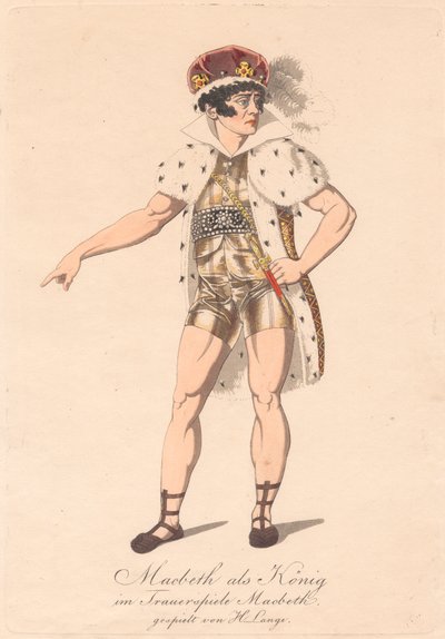 Personagens de uma produção alemã de Macbeth (uma das seis gravuras)polonês autorstwa Unknown artist