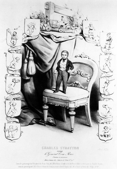 Charles Sherwood Stratton nazywany generałem Tomem Kciukiem (Generał Tom Kciuk) (1838-1883), słynnym karłem cyrku Barnum. autorstwa Unknown artist