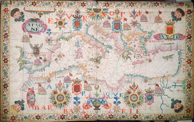 Mapa Morza Śródziemnego, Czarnego i Kaspijskiego, ok. 1600 r. (rękopis) autorstwa Unknown artist