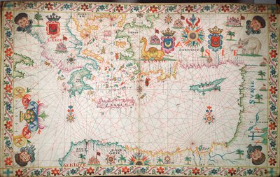Mapa wschodniego wybrzeża Morza Śródziemnego, ok. 1600 r. (rękopis) autorstwa Unknown artist