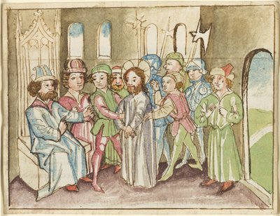 Chrystus przed arcykapłanem Annaszem, z Plenarium autorstwa Unknown artist