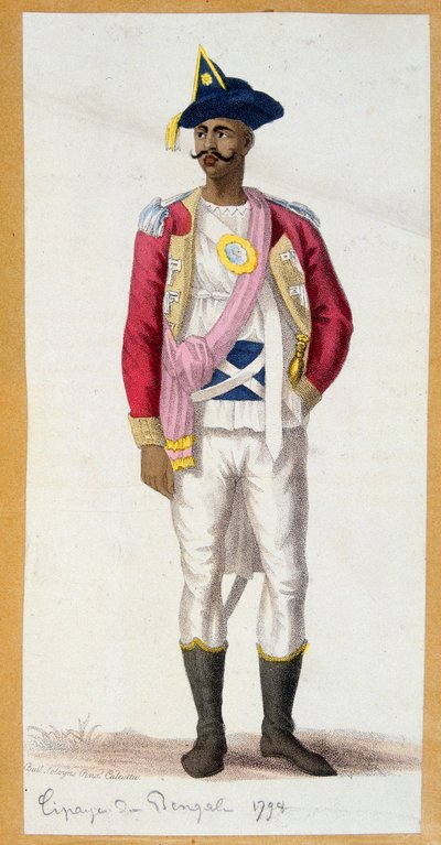 Cipaye du Bengal (Indie) - rycina, koniec XVIII wieku. autorstwa Unknown artist