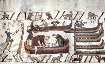 Budowa statków na zamówienie Guillaume - gobelin z Bayeux, znany jako haft królowej Matyldy autorstwa Unknown artist