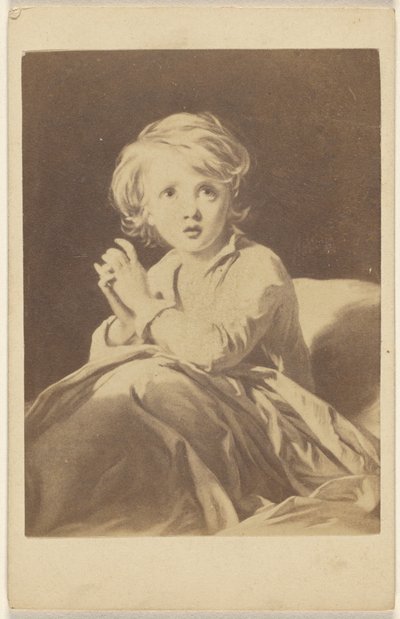 [Kopia obrazu przedstawiającego dziecko modlące się w łóżku]. autorstwa Unknown artist