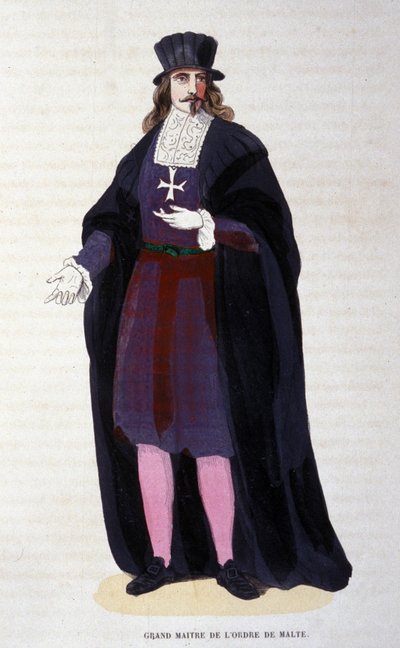 Kostium Wielkiego Mistrza Zakonu Maltańskiego. rycina z początku XIX wieku autorstwa Unknown artist
