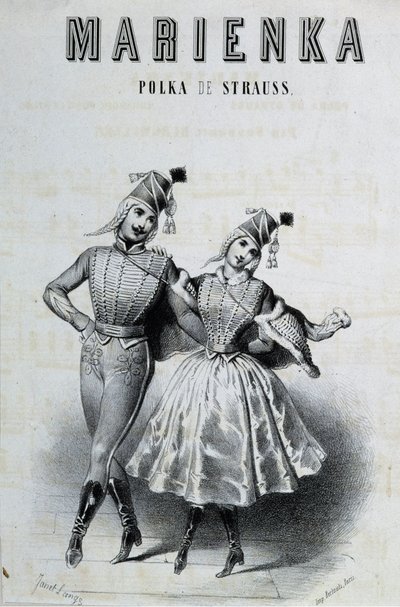 Para tancerek polki dla Straussa „Marienka”, b.d. 19. autorstwa Unknown artist
