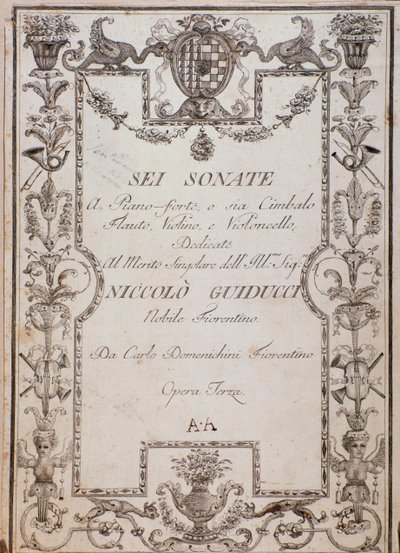 Okładka Sześciu Sonat op. 3 autorstwa Carlo Domenighini autorstwa Unknown artist