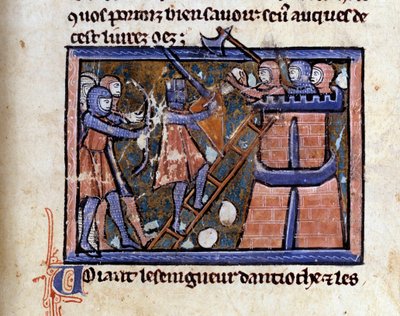 Krucjata (prawdopodobnie pierwsza): zdobycie Jerozolimy przez wyprawy krzyżowe. Miniatura z rękopisu Wilhelma Tyru (ok. 1128-1186) autorstwa Unknown artist