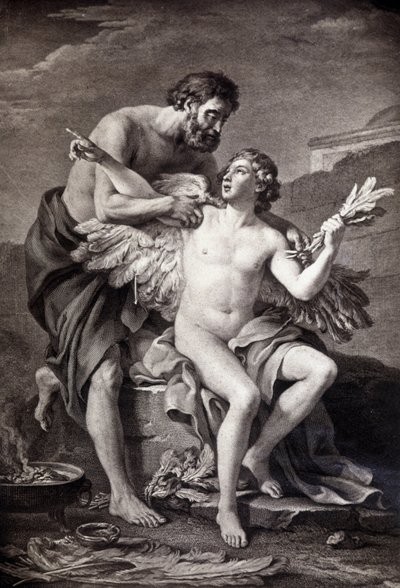Dedal i Ikar. Grawerowanie z XIX wieku. autorstwa Unknown artist